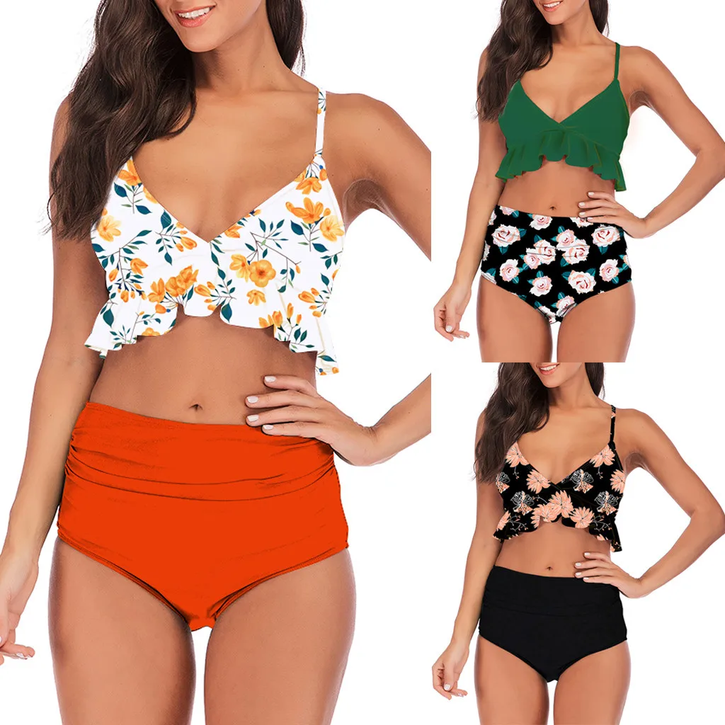 Women Floral Print Bikini Set Swimming Swimsuits Two Piece Swimwear Beach Suit Female Sexy 2019 New Hot A30429 | Спорт и развлечения