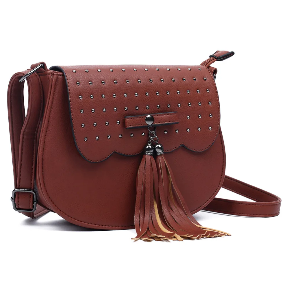 GZ-LY-GJT Fashion Women Messenger Bags Ladies Shoulder Bag Tassel Rivet Leather Girl Small Clutches Handbags Crossbody Purse | Багаж и