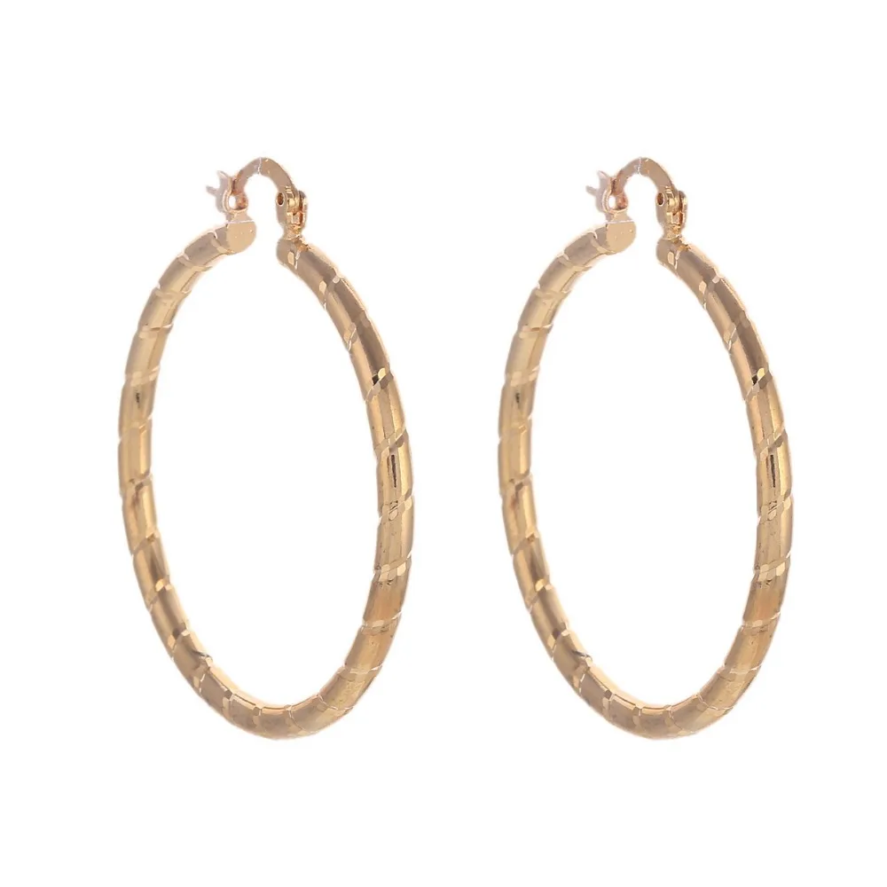 Gold Color Earrings For Women 40mm Round Stud Earing Statement Wedding Wholesale Jewelry | Украшения и аксессуары