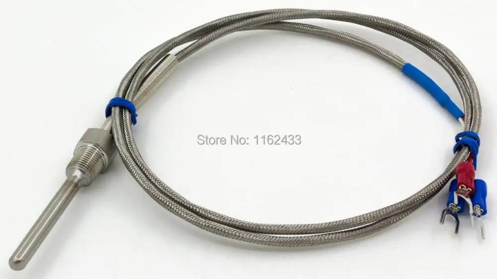 FTARP09 PT100 type 1m metal braided cable 50mm probe head RTD temperature sensor 1/8 1/4 3/8 1/2 3/4 inch thread | Инструменты