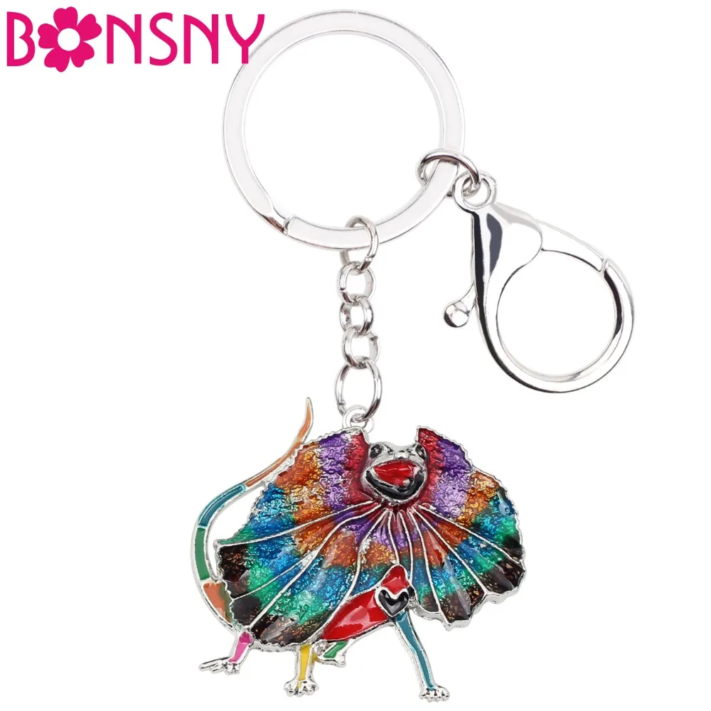 Брелок для ключей Bonsny с эмалью австралийская ящерица оборками подарок женщин