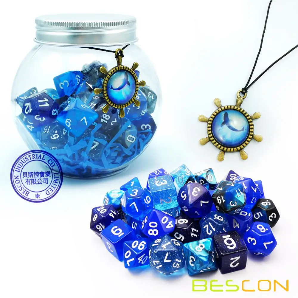Bescon набор костей для ролевых игр 35 шт. океан набор синего цвета, DND ролевая игра кости 5X7 шт