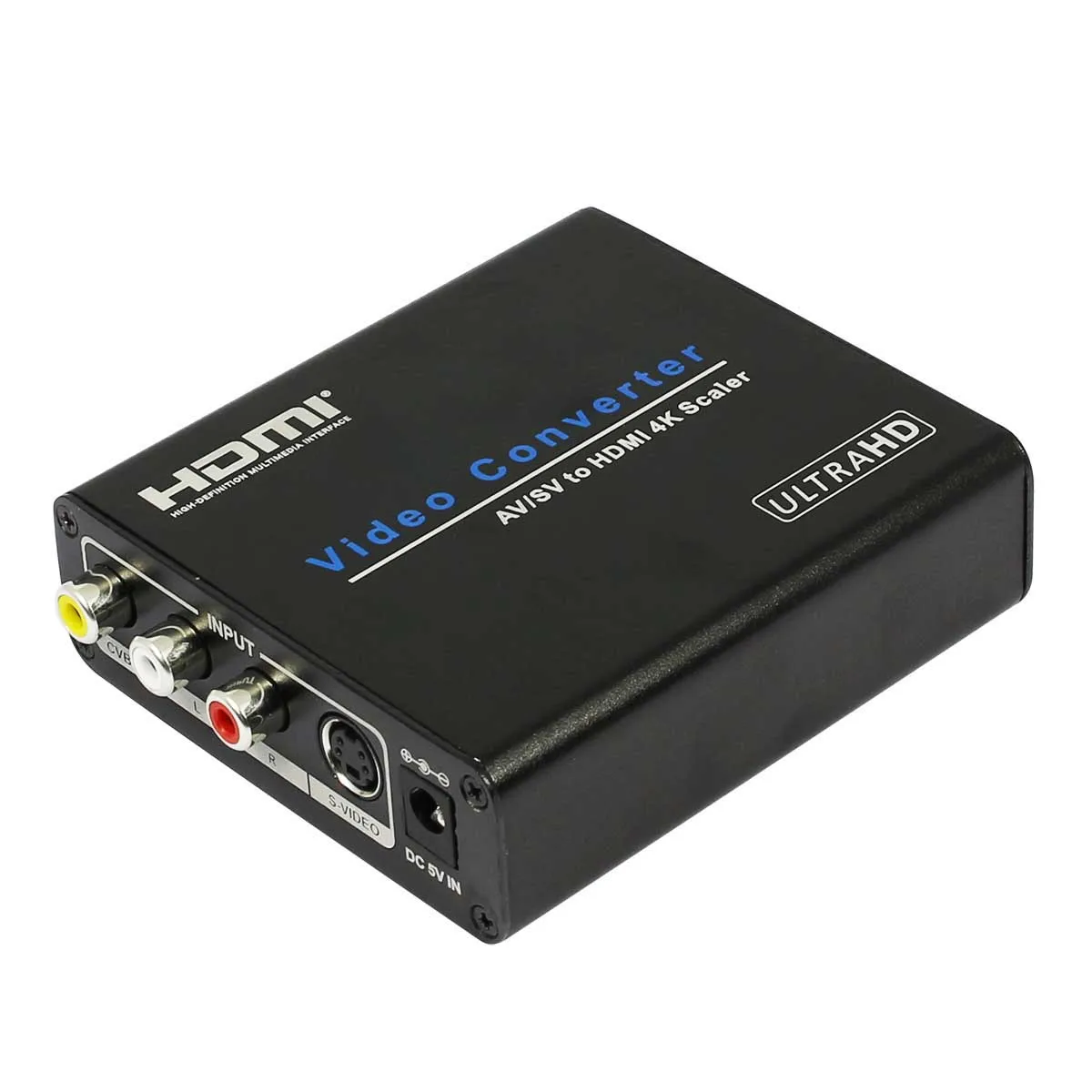 Композитный RCA AV в HDMI 4K конвертер scaler CVBS+ L/R+ S-video в HDMI выход с питанием