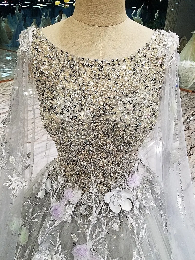 Зимние романтические вышитые бисером серые платья CloverBridal для выпускного вечера