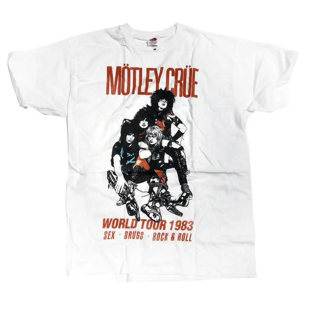 С надписью Mötley Crüe Футболка World Tour 83 100% Официальный волос металл классического
