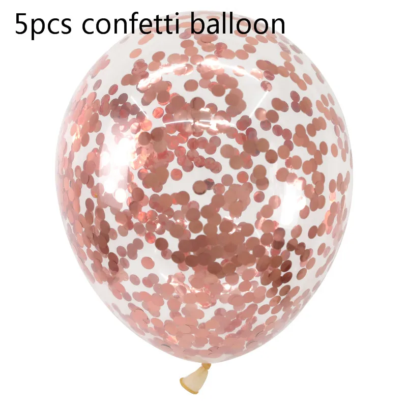5pcs confetti balloo Розовое золото одноразовые наборы посуды полосатая твердая соломенная бумага чашки поднос тарелка детский душ свадьба день рождения Декор поставки - Цвет: 5pcs confetti balloo