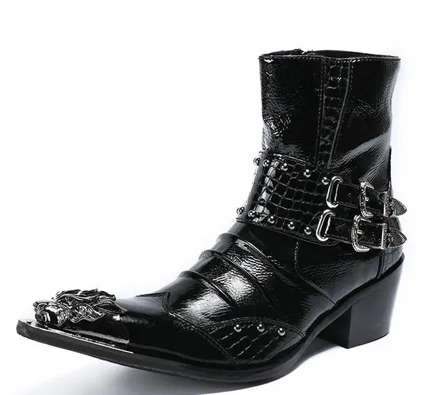 Metal toes VIVODSICCO модные заклепки мужские полусапоги двойной Cuckles Представительская обувь Острый носок с металлическим носком Челси сапоги ковбойские сапоги - Цвет: Metal toes