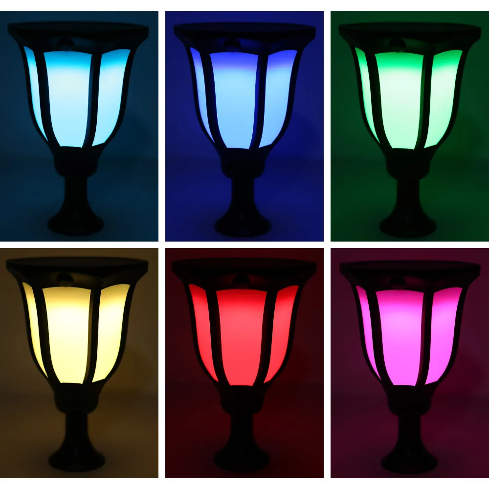 4 способа установки RGB фонарь на солнечных батареях водонепроницаемый настенный