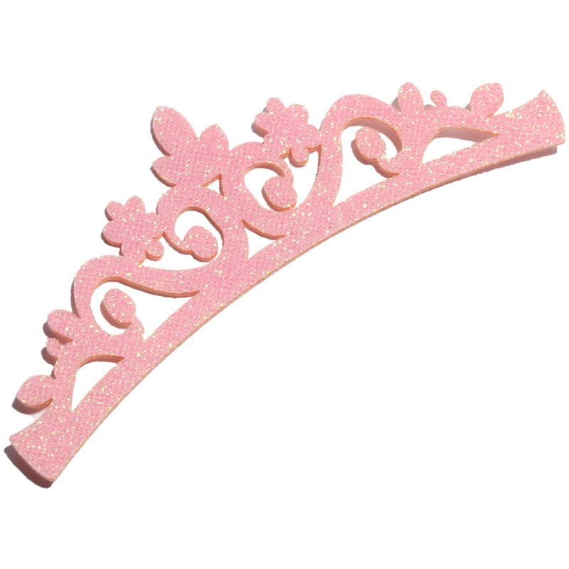 light pink 10 шт. 7 цветов 18 см модные блестящие нетканые фетровые нашивки "Корона" для украшения одежды Новорожденные винтажные блестящие аппликации с короной - Цвет: light pink