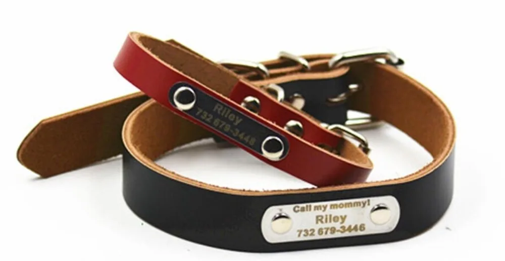 Горячая распродажа! и популярный кожаный ошейник Бесплатная гравировка DIY dog tag