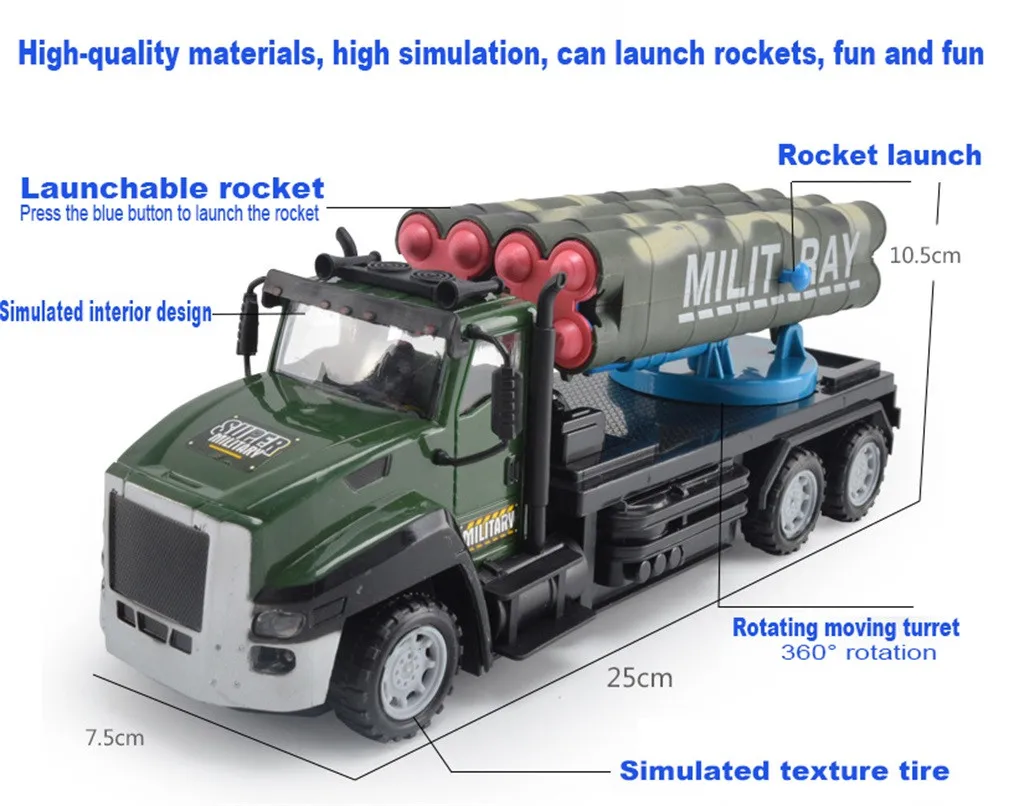 Remote control car Radio controlled toys Four-way Military Missile Car Rocket Children's Toy Model D300429 | Игрушки и хобби