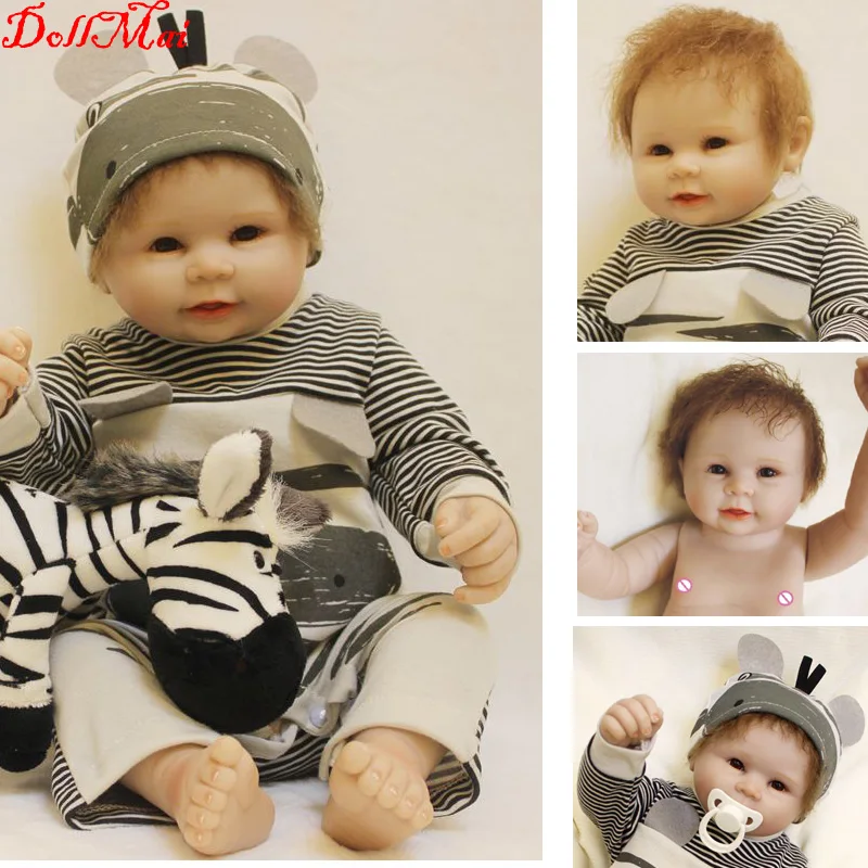 

Full Silicone Body Reborn Baby Doll Toy LifeLike Real 55CM Newborn Boy bebe doll reborn menino bonecas Bathe Toys Kid Gift