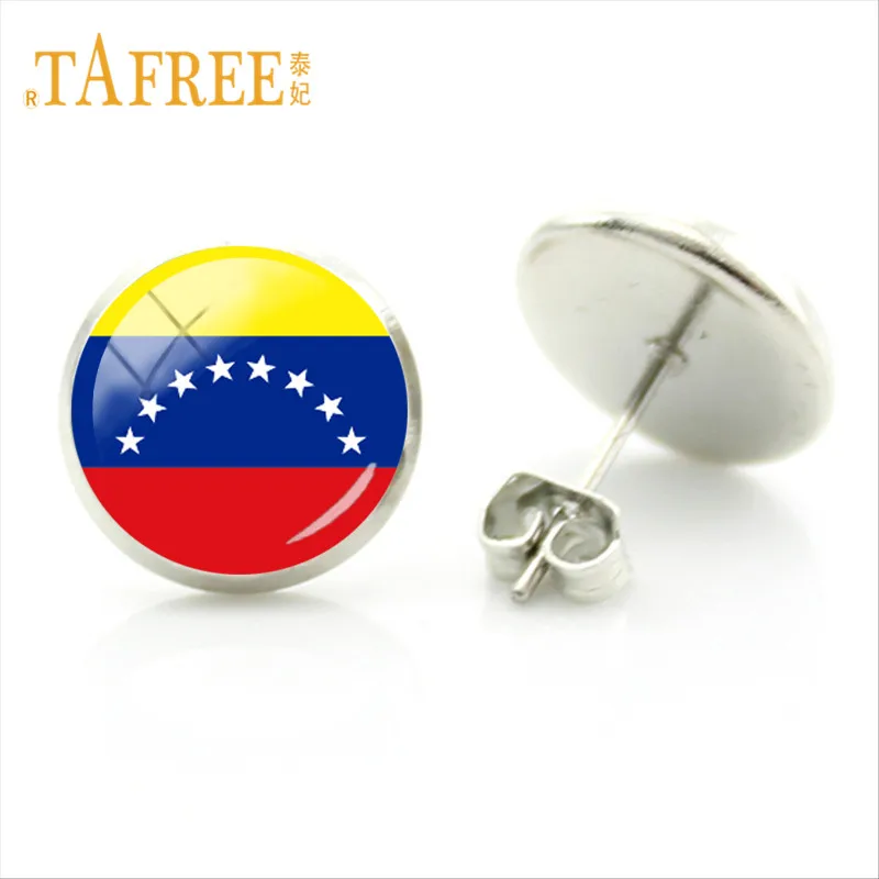 Tafree флаг Турция Испания Япония Швеция Серьги-гвоздики 28 Стили мира Флаг Фото Стекло камни Серьги стимпанк украшения fg87 - Окраска металла: FG103