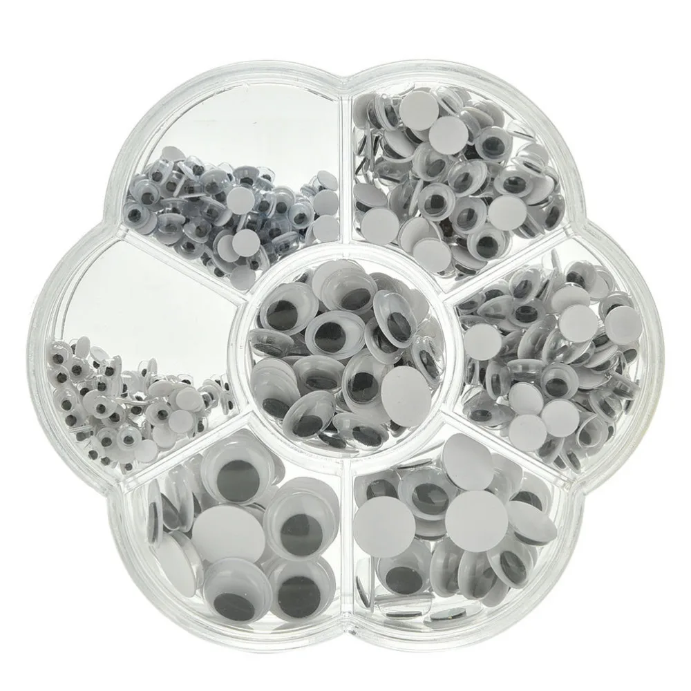 500 шт./лот самоклеящиеся пластиковые подвижные черные глаза для кукол аксессуары