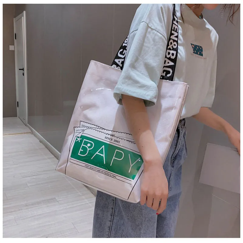 

New Printed Canvas Shoulder Diagonal Transparent Female BagS Fashion Wild Vegetable Pocket Bag Tote Bags for Women LW310