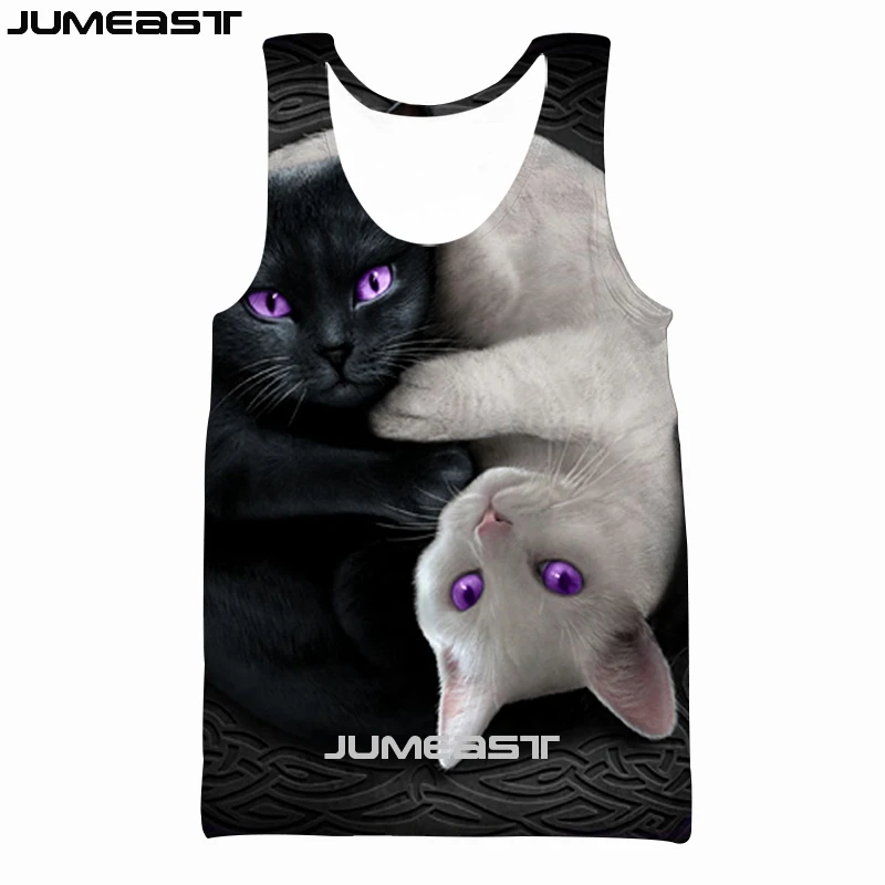 Jumeast бренд для мужчин/для женщин 3D жилет с принтом животных кошка короткий рукав Новая мода спортивный пуловер Лето безрукавки для - Цвет: 26