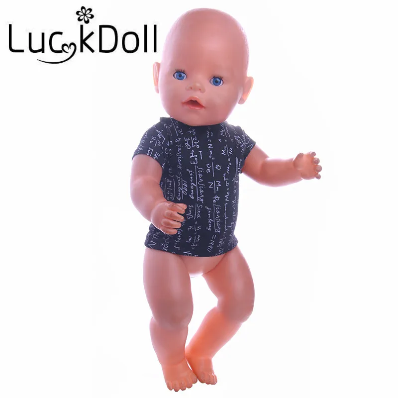 Черная футболка с математическим принтом LUCKDOLL размер 18 дюймов американский 43 см