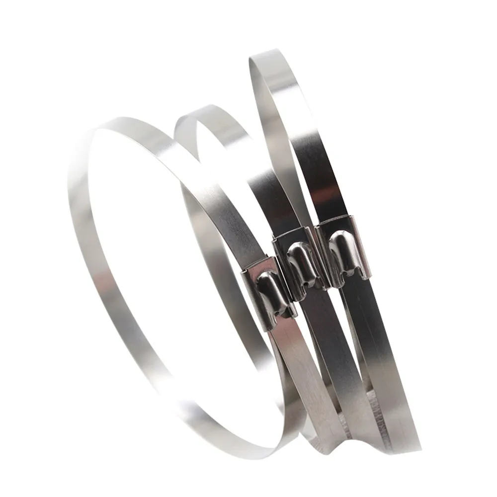 

Stainless Steel Cable Ties 100pcs 4.6 * 250mm Exhaust Pipe Wrap Coated Locking Cable Zip Ties