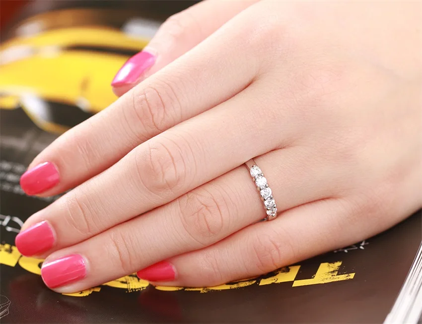Wedding Bands for Women Engagement Rings Single Row Inlay Clear Cubic Zircon Small Size #4.25 6.75 Female Girls Jewelry Bijoux|wedding band|wedding