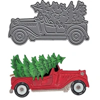 car with tree shape metal cutting dies stencil scrapbook album embossing for gift card making handcrafts