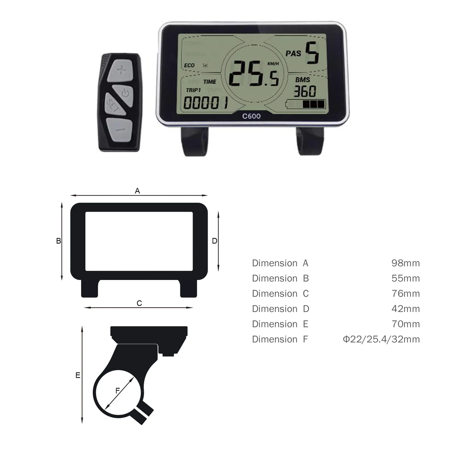 

Okfeet C600 C800 LCD Display for GP Lingbei LB Midmotor Bigstone Electric Bicycle Parts