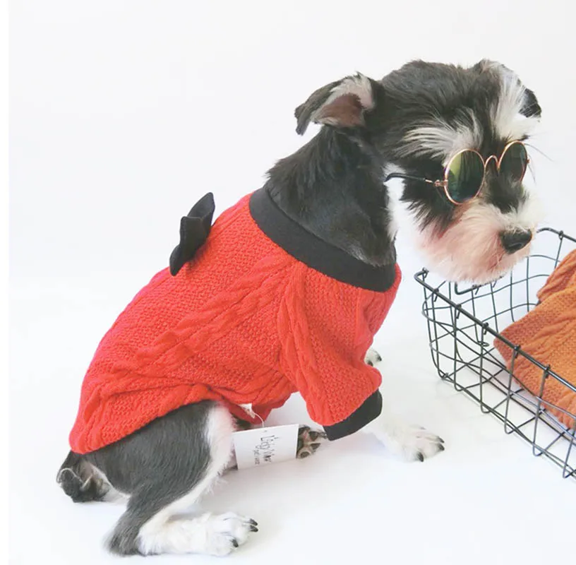 HSWLL Pet осенне-зимний вязаный свитер с бантом для маленьких и средних собак Schnauzer