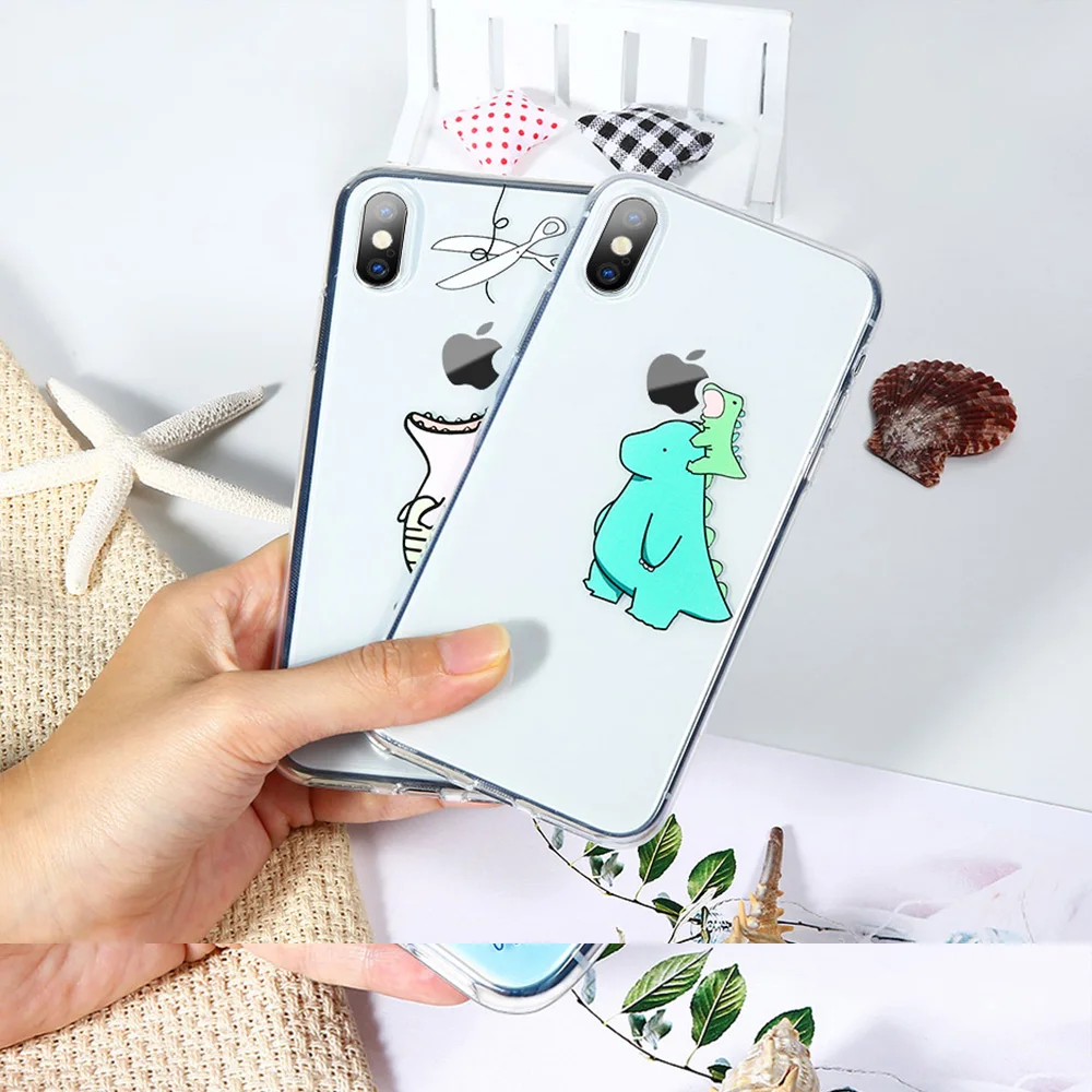 KISSCASE прозрачный мягкий ТПУ чехол для iPhone X XR XS Max с животным узором противоударный
