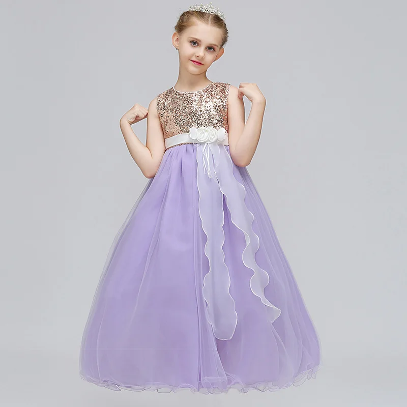 Fashion Sequins Long Dresses For Girls Wedding Party Dress Art Photos Artist Program Evening Crianca Vestidos | Детская одежда и