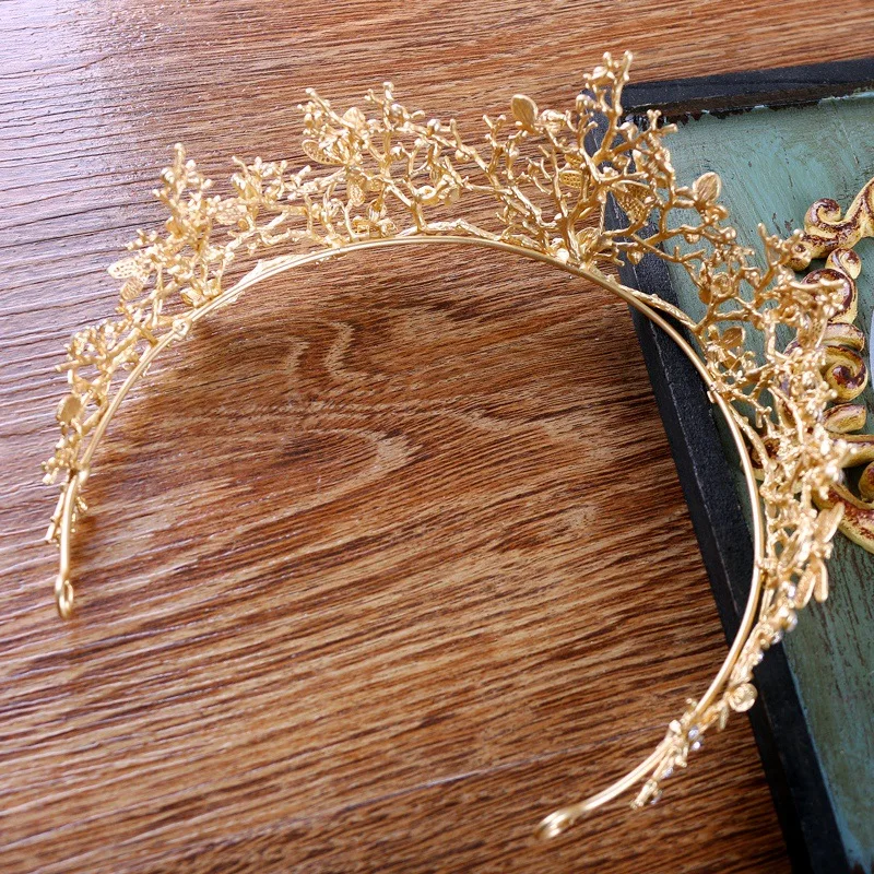 Золотые свадебные тиары и короны jaevini винтажная Свадебная повязка на голову