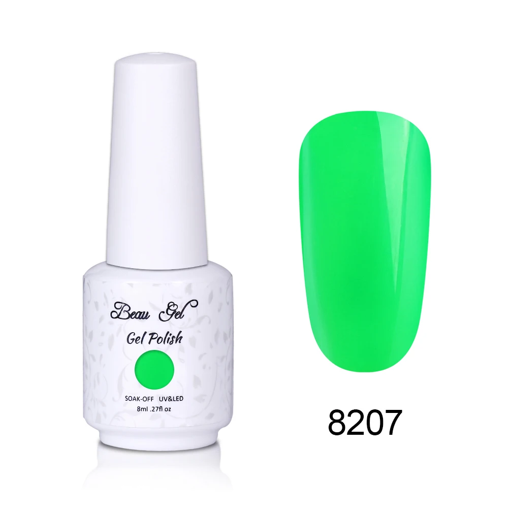 8207 Beau гель 8 мл флуоресцентный неоновый Гель-лак для ногтей Vernis полуперманентный УФ-Гель-лак впитывающий Гель-лак для ногтей - Цвет: 8207