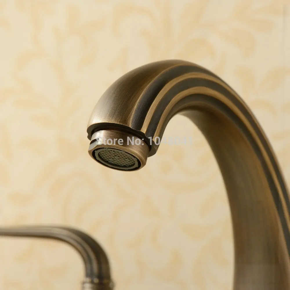 Luxury Classic Antique Inspired Solid Brass Deck Mount Two Handles Bathroom Sink Faucet Plumbing Fixtures Roman Tub Faucets tap |