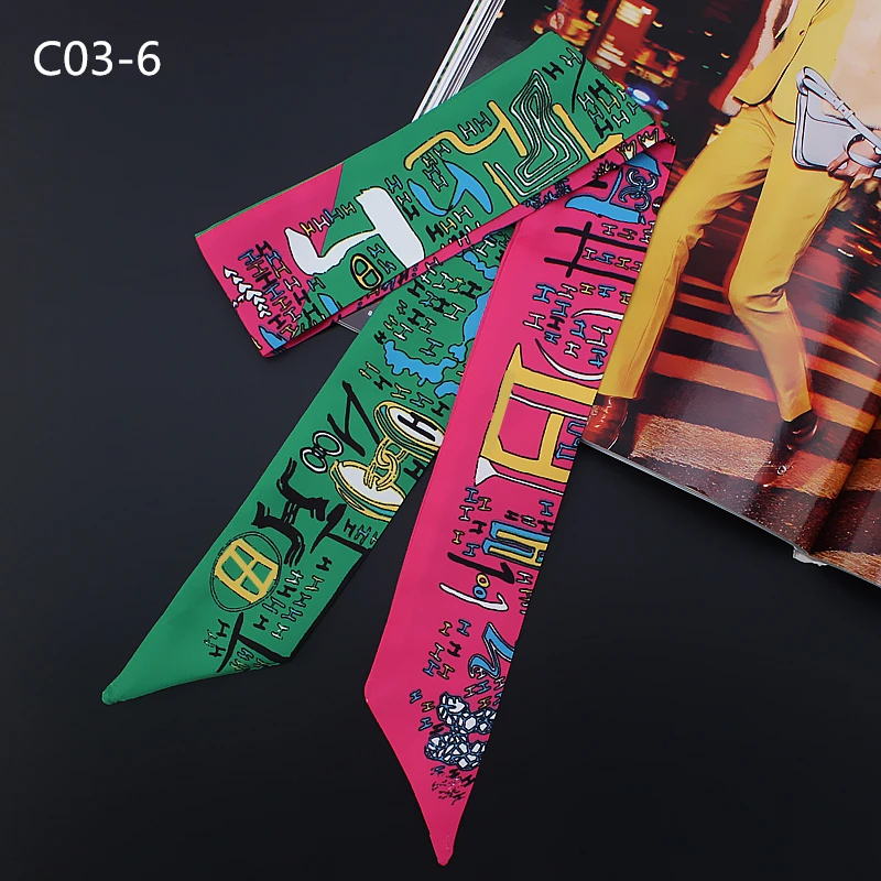 Modis Designer Brand Luxury Women silk scaef Neck Gaiter Bandana cache cou female bow ties Handle Bag Ribbon Long Scarves snud | Аксессуары