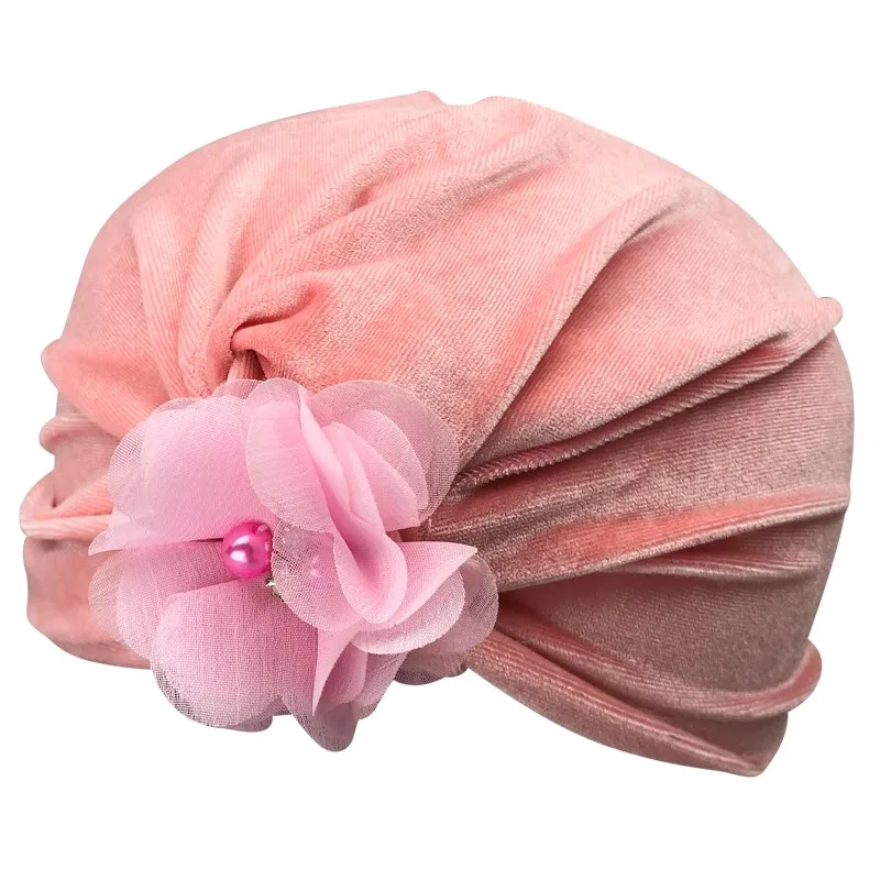 Шляпа с цветами для маленьких девочек мягкая Золотая Бархатная симпатичная