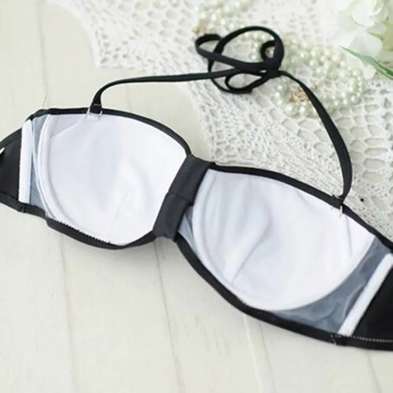 2018 сексуальный комплект бикини Холтер бюстгальтер пуш ап без бретелек Купальник