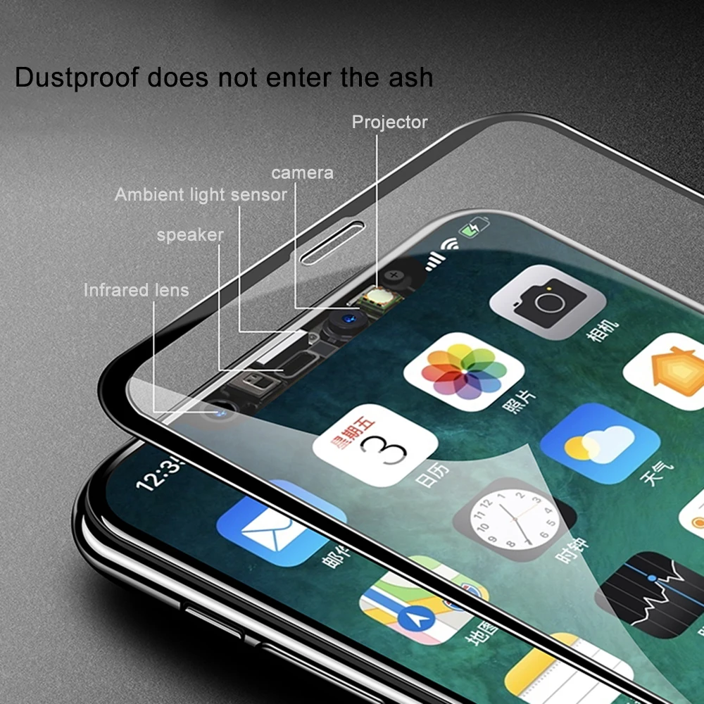 200D защита экрана телефона для iPhone 7 6 6s 8 Plus XS Max XR изогнутое закаленное стекло X