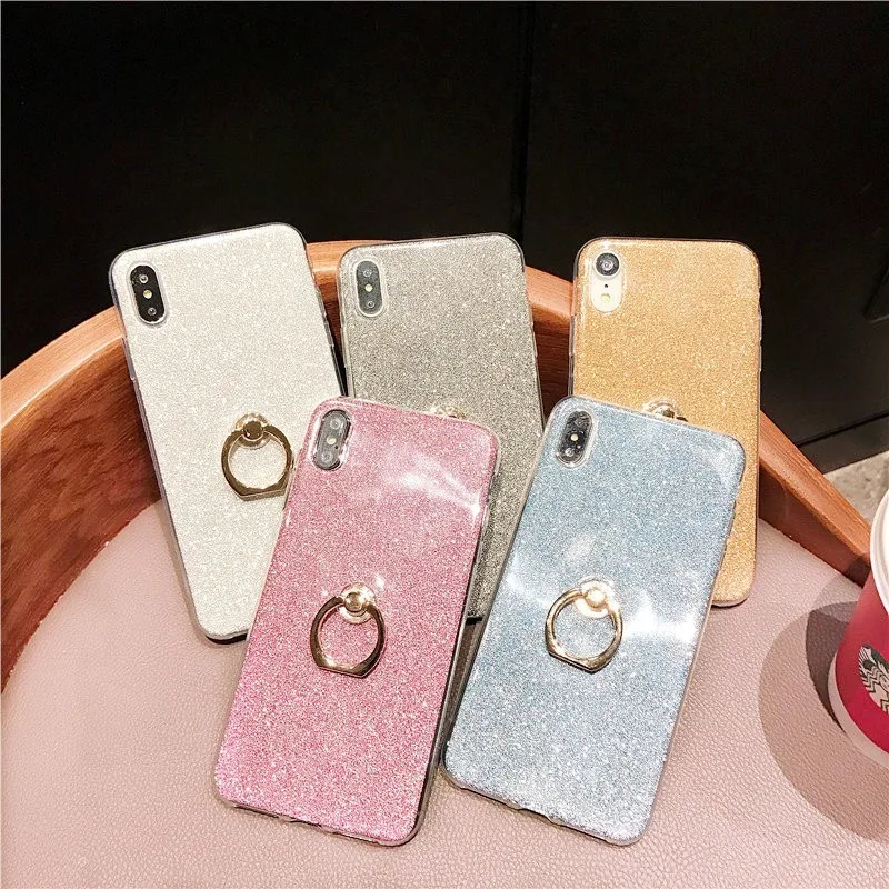 Case For Samsung Galaxy J2 J3 J4 J5 J6 J7 J8 Core Plus Prime Pro 2017 2018 2016 Phone Glitter Soft Silicone Finger Ring Cover |