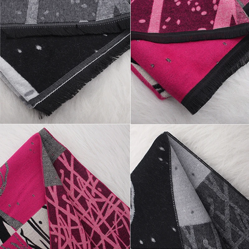 2018 зима печати Для женщин пончо двойными бортами шарфы женщина толще пашмины