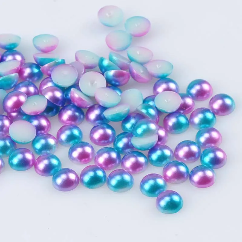 Недорогие полукруглые Кабошоны с имитацией синего и розового жемчуга плоской