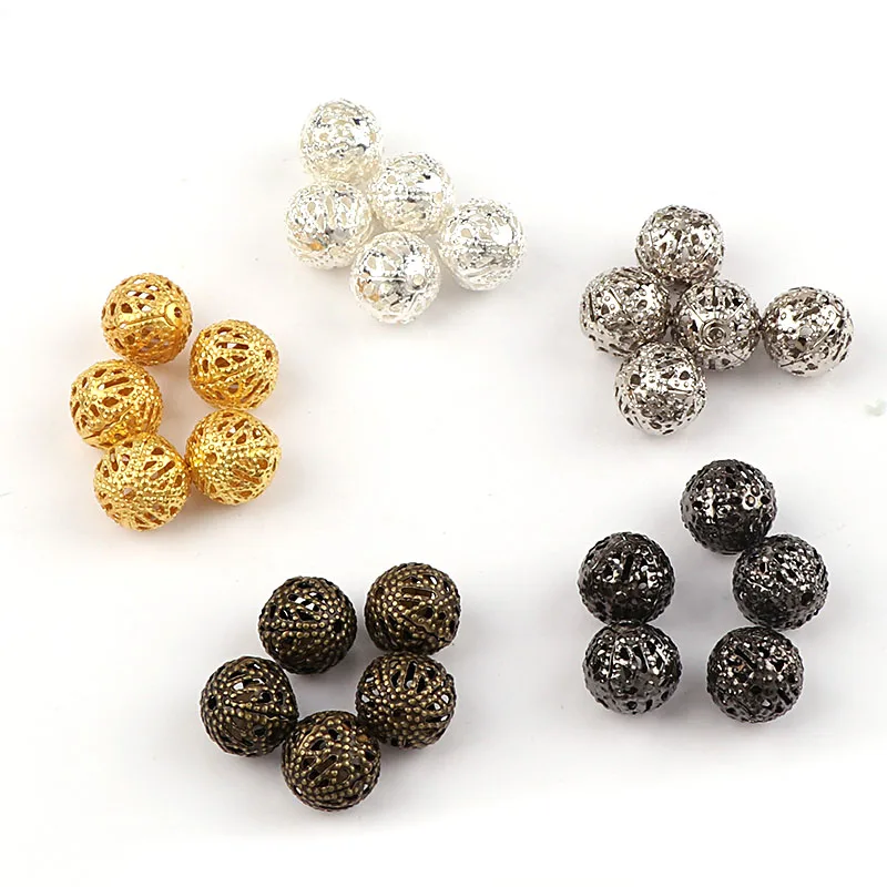 4x4 мм винтажные железные Цветочные Кружевные Полые Шарики металлические шарики
