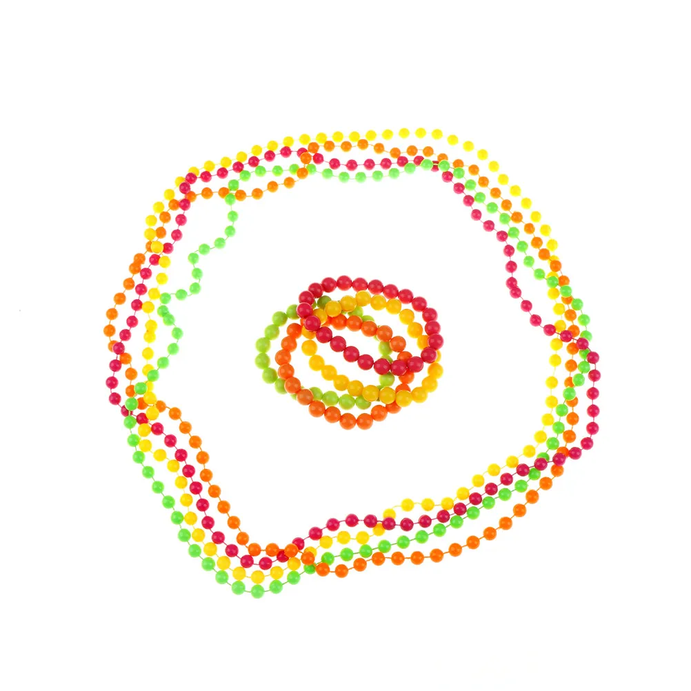 4 шт./компл. модные неоновые браслеты с бусинами для вечеринок в стиле 70 х и 80