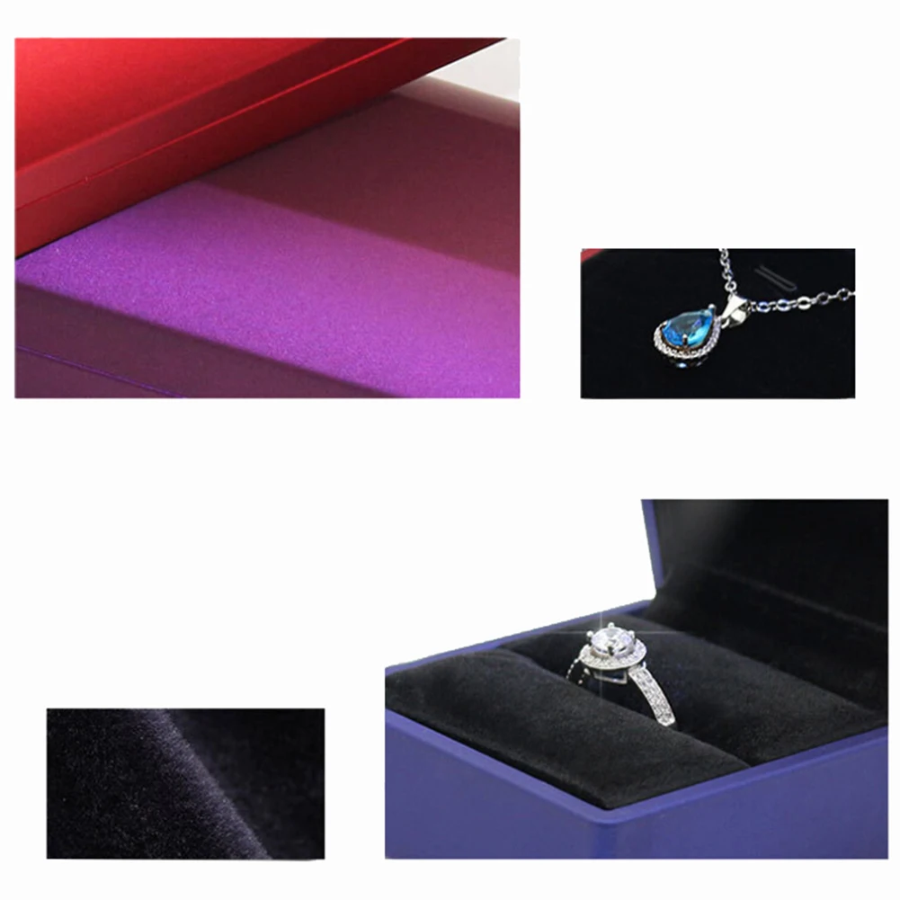 

BLUELANS LED Ring Pendant Bangle Bracelet Storage Box For Women Jewelry Display Holder Case Valentine's Day Gift