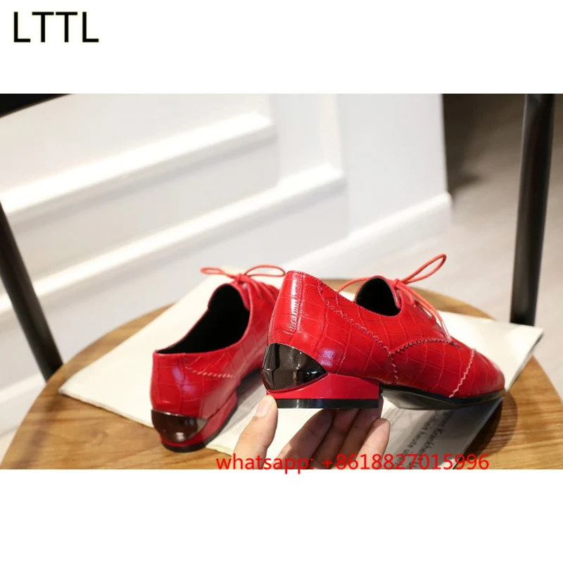 Весна Осень Зашнуровать Женщины Резные Оксфорд Обувь Ручной Работы Платье