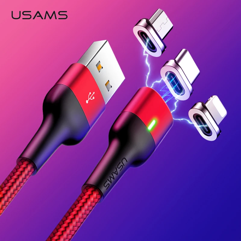 USAMS Магнитный кабель для iphone 7 Micro Usb Type C адаптер быстрой зарядки Microusb Type-C