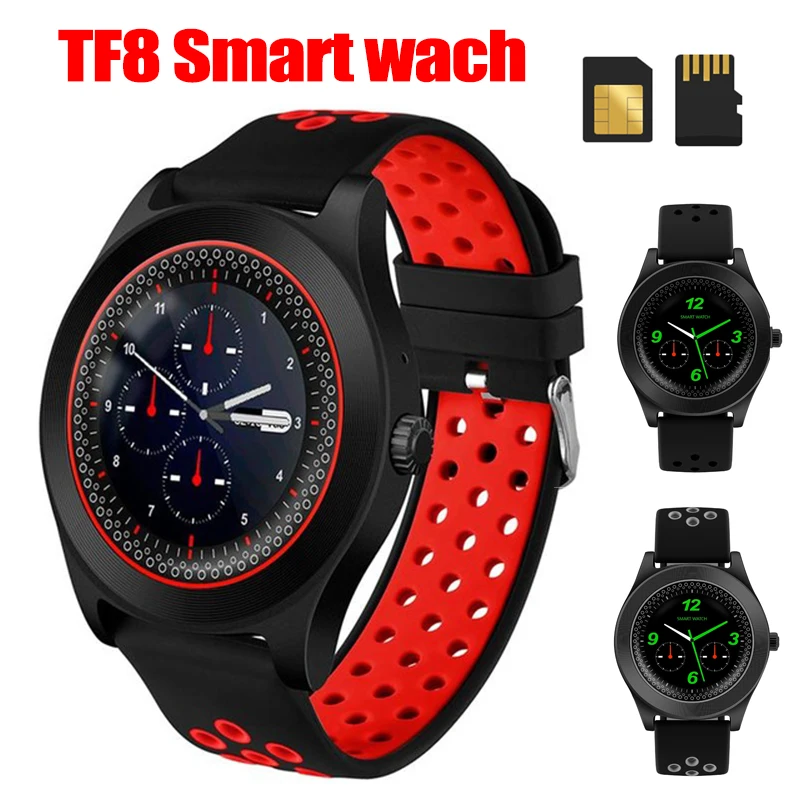 TF8 Sports Fitness Tracker Watch Round Smart Watch Phone Smartwatch Bluetooth Android Wristwatch Support Sim Memory Card