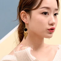 hot fashion earring silver earring for woman korean new version of the new black tassel earrings jewelry korean earrings hook