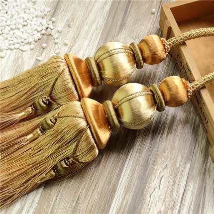 Gold yellow XWL 1 пара многоцветная Европейская двойная занавеска С подвесными шариками для крепления на стену бандаж аксессуары для занавесок пояс для украшения дома - Цвет: Gold yellow