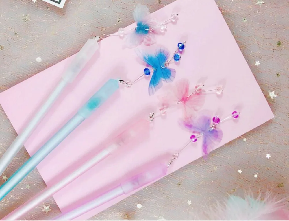 Корейская бабочка гелевая ручка с подвеской мультяшный Канцелярский призовой