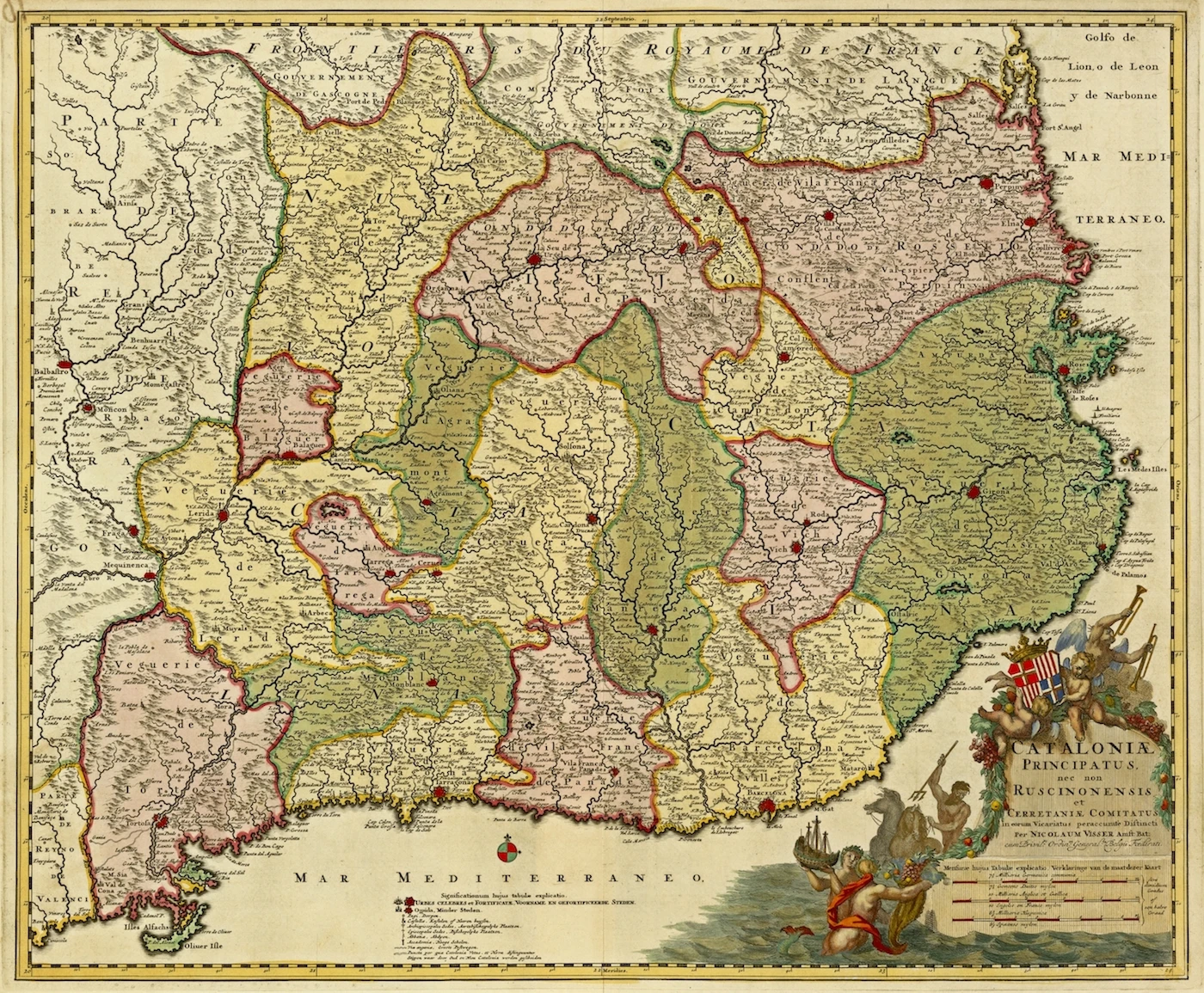 ВИНТАЖНЫЙ ПЛАКАТ с картой Cataloniae principatus Ruscinonensis классические холщовые картины