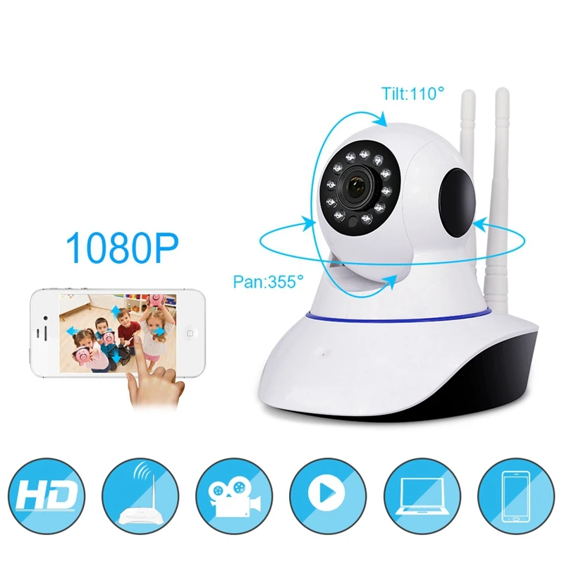 Ip Camara Wi-Fi 720 Hd 2Mp ИК Onvif сигнал тревоги выход беспроводная камера домашнее ночное