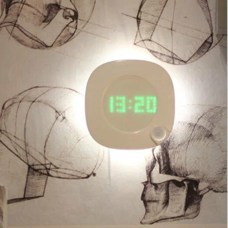 Часы с датчиком движения светодиодный ночник спальня коридор лестница крыльцо